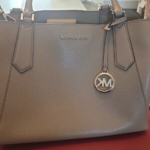 Michael Kors Gray Satchel with Gold Accents